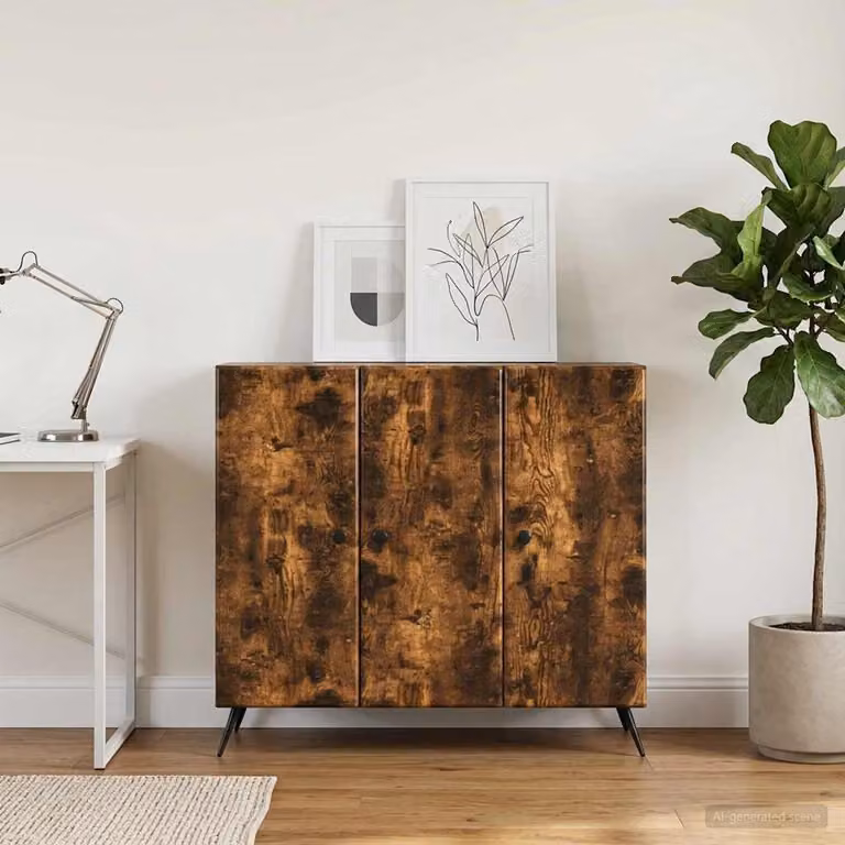 Credenza vidaXL in Rovere Fumo, Legno Ingegnerizzato, L 89 x P 34,5 x H 80 cm