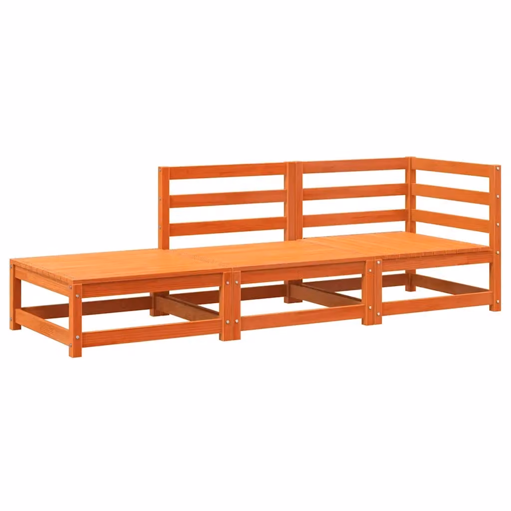 Divano da giardino a L con poggiapiedi vidaXL in legno di pino color marrone con finitura cerata – 2