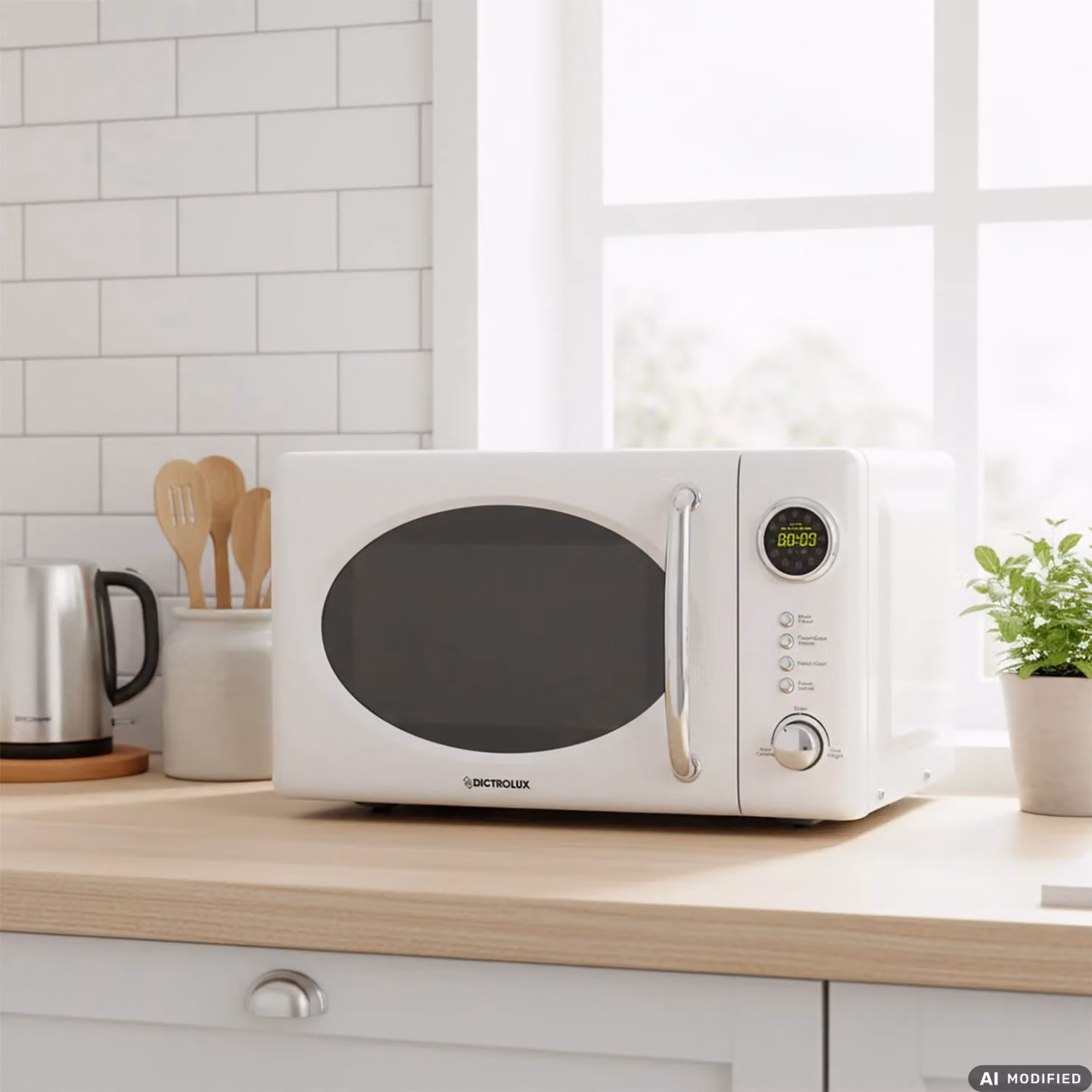 Dictrolux Forno Microonde Digitale Retrò Bianco da 20 Litri 700 Watt con Programmi Automatici e Display LED – 2