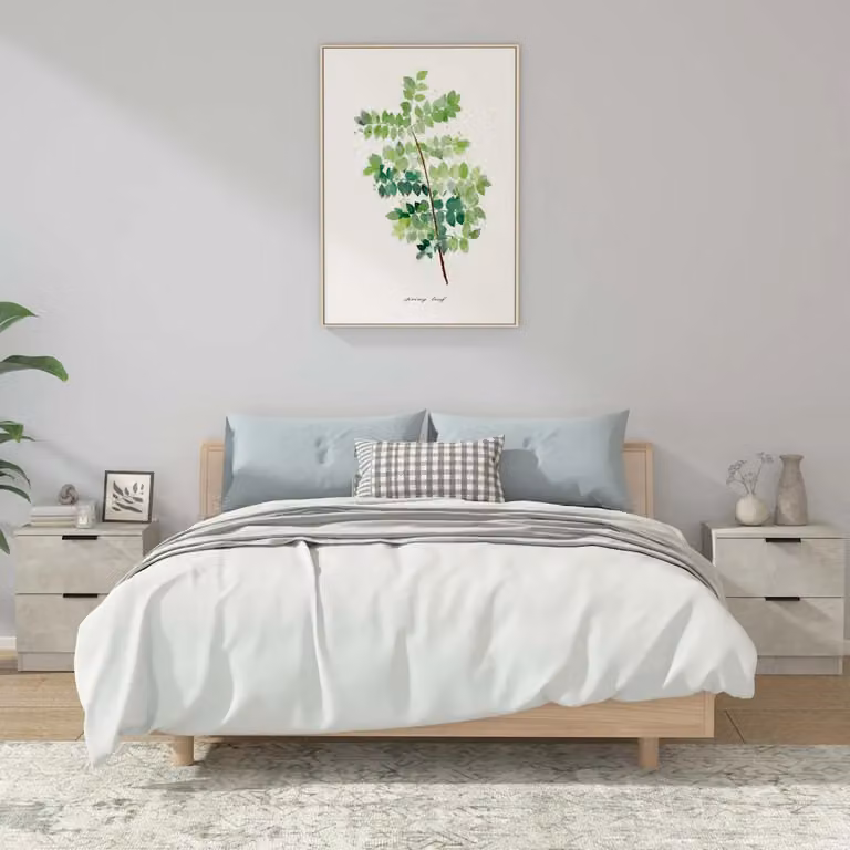 Set di 2 comodini sospesi vidaXL in legno multistrato, colore grigio cemento, stile moderno per camera da letto