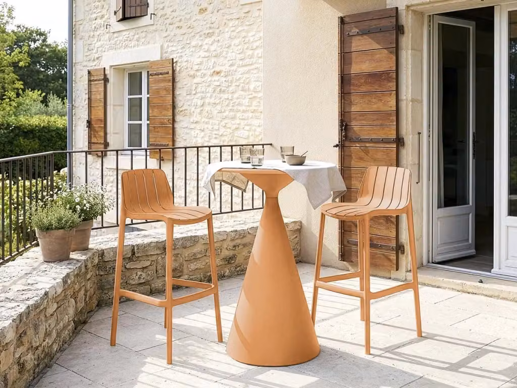 Tavolo da giardino rotondo Habitat arancione con finitura opaca, Diametro: 80 cm, Altezza: 112 cm – 2