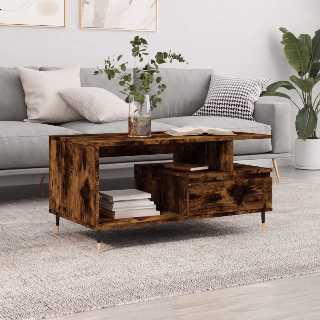 Maison Exclusive - Tavolino in rovere affumicato 90x49x45 cm Materiale ligneo