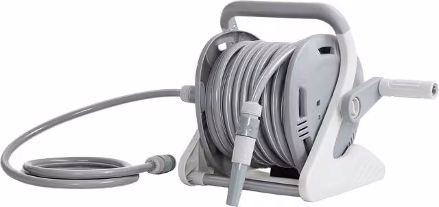 Avvolgitubo da muro Outsunny Grigio con tubo da 20+2 m e diametro 15 mm e ugello a 2 modalità