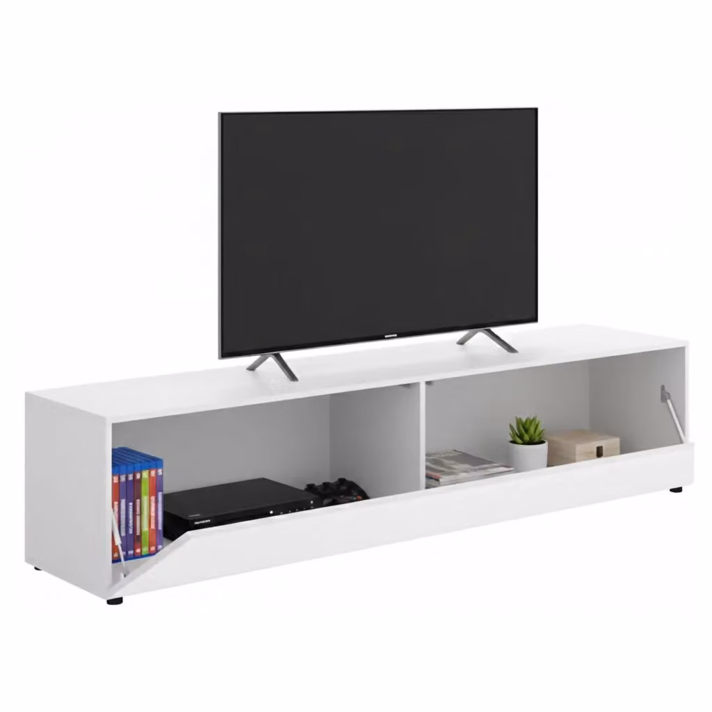 Mobile porta TV Borger DMORA Bianco con un ripiano, stile moderno, L: 180 cm, P: 42 cm, H: 42 cm – 2