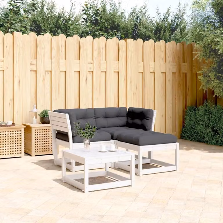 Maison Exclusive - Set Divani Giardino 3 pz con Cuscini Bianco Legno Massello Pino