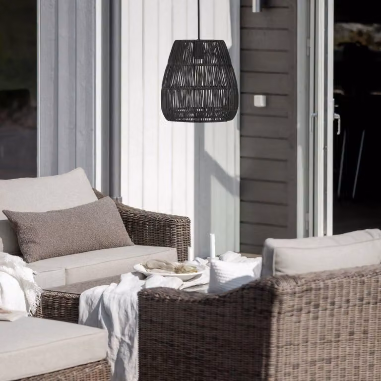 PR Home Saigon lampada a sospensione da esterno nero Ø38cm cavo 2,5m Saigon, dimmerabile, Nero, Plastica