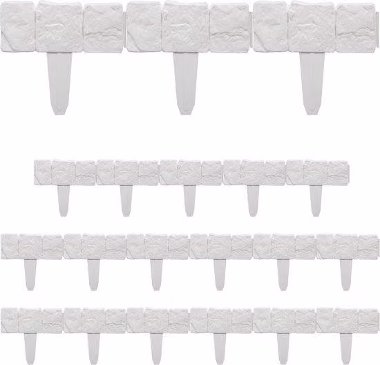 Bordure da giardino in plastica - 10 pezzi - effetto pietra - 25 x 10 cm - Bianco