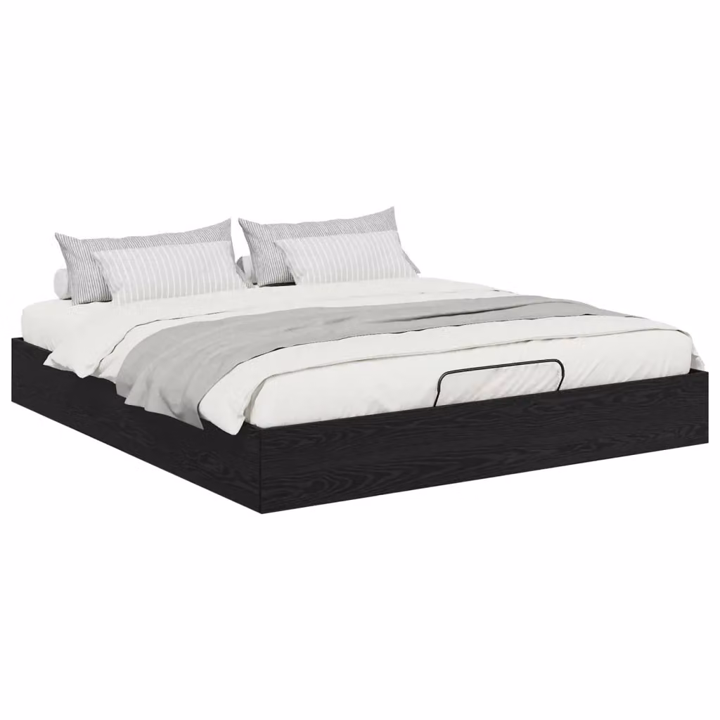 Letto ottomano moderno vidaXL in legno nero con base a sollevamento L: 160 cm, P: 200 cm, H: 25 cm – 2