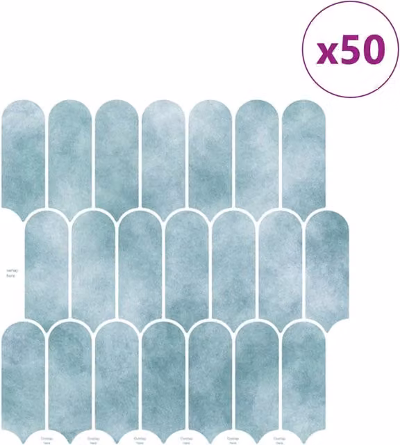 Set di 50 piastrelle Piuma colore verde turchese in PVC e plastica, dimensioni 30 x 30 cm, modello CFW5774722