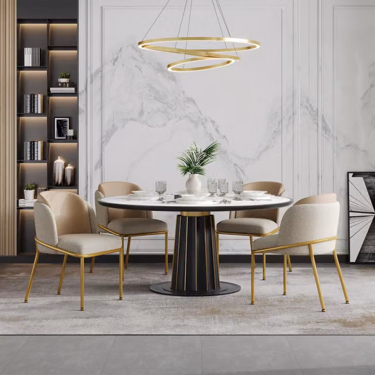 Set di 4 sedie da pranzo ergonomiche, con gambe inclinate, piedini regolabili, imbottite, ideali per la cucina, dimensioni 55x55x85 cm, colore beige e kaki