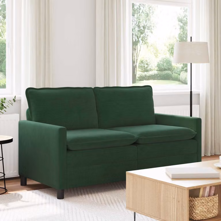 Divano vidaXL in tessuto verde e nero con struttura in metallo per soggiorno e ufficio L: 156 cm, P: 81 cm, H: 87,5 cm