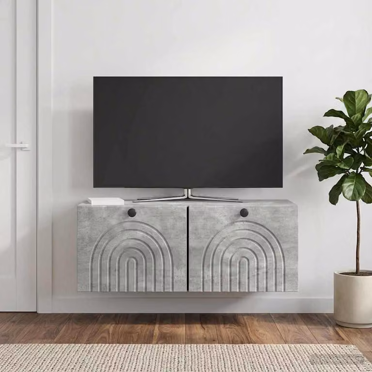 Mobile Porta TV da Muro vidaXL Moderno Grigio Cemento L: 78,5 cm, P: 31 cm, H: 30 cm