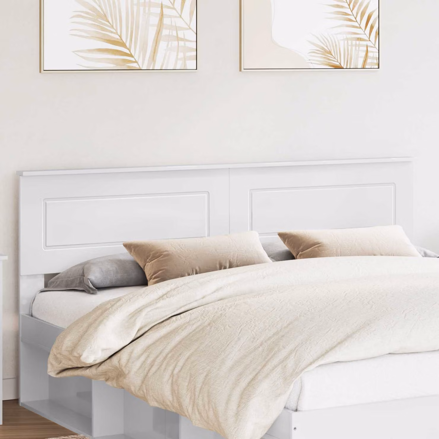 Testiera per letto moderna vidaXL in legno ingegnerizzato bianco lucido L 183 cm x H 90 cm x P 12,5 cm