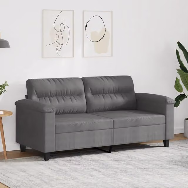 Divano a 2 Posti Grigio Scuro 140 cm in Tessuto Microfibra 359563