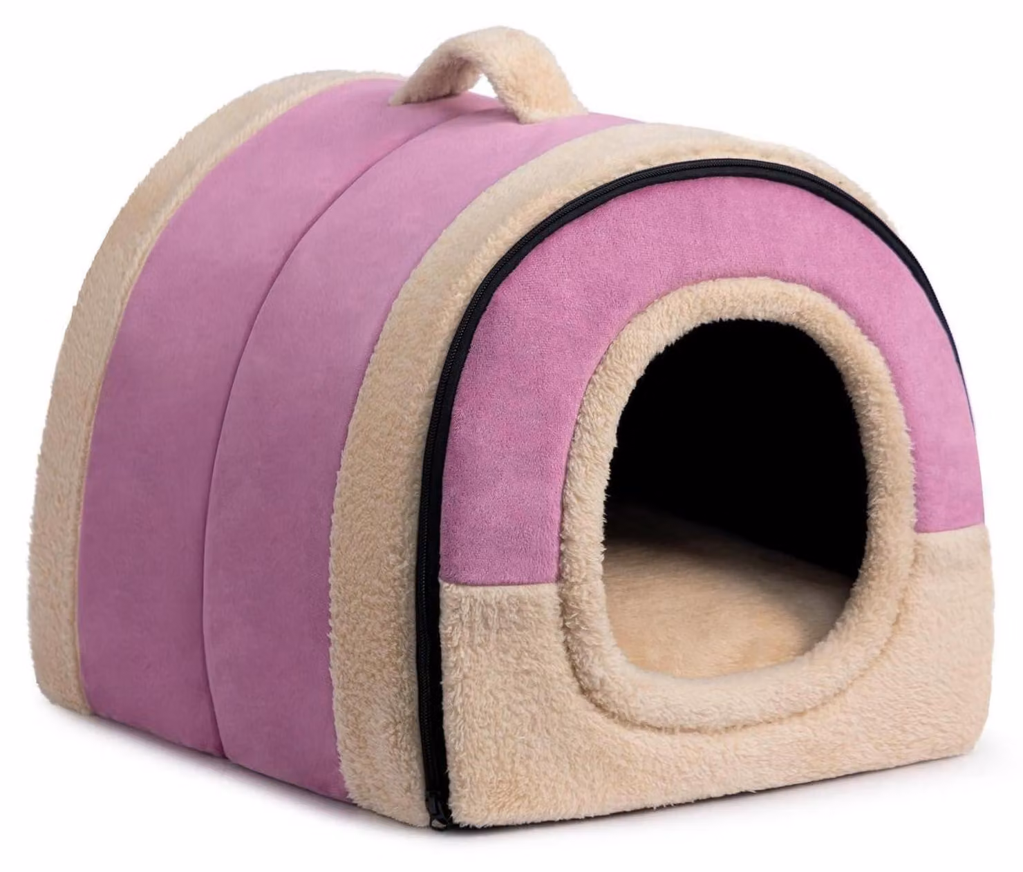 Cuccia per gatti, lettino per cani 2-in-1, pieghevole, colore viola, dimensioni 42x35x35 cm, realizzata in velluto cristallino, PP e cotone