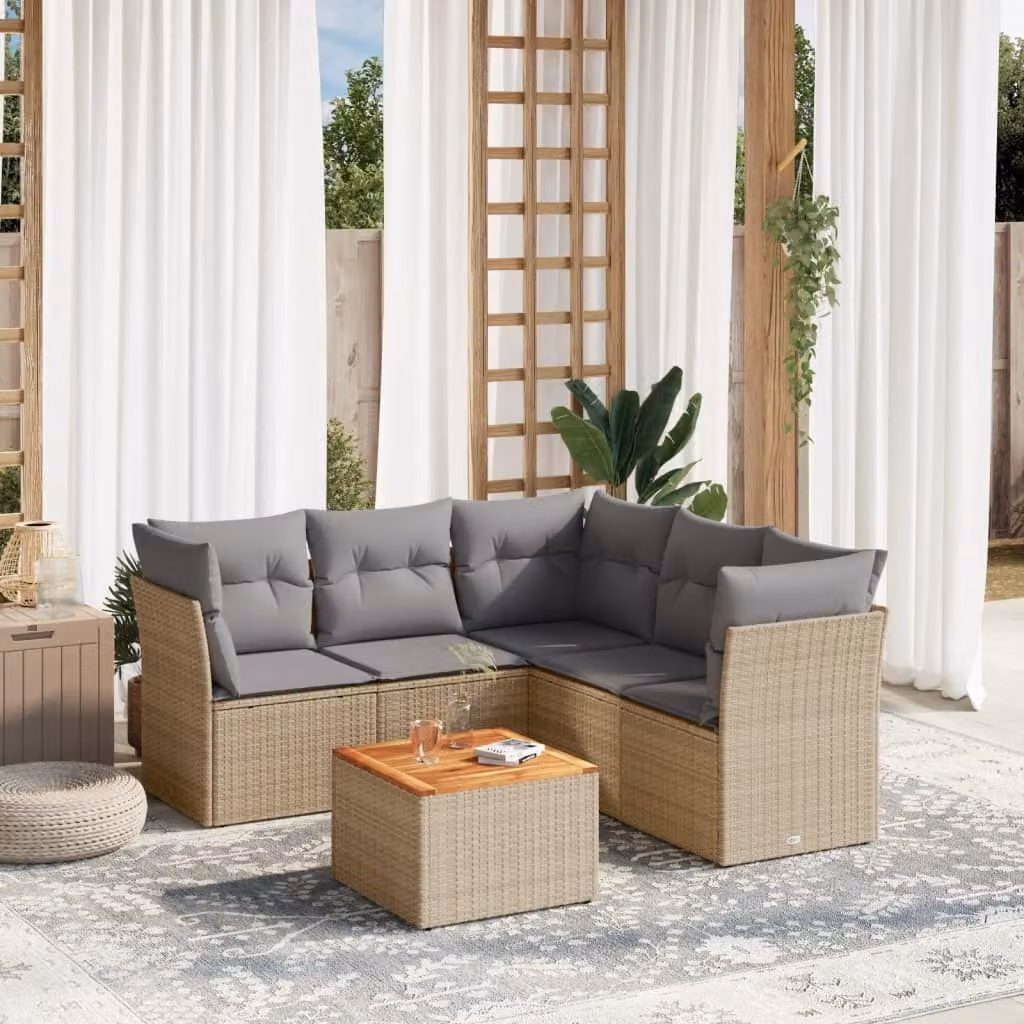 Maison Exclusive - Set Divano da Giardino 6 pz con Cuscini Beige Misto Polyrattan