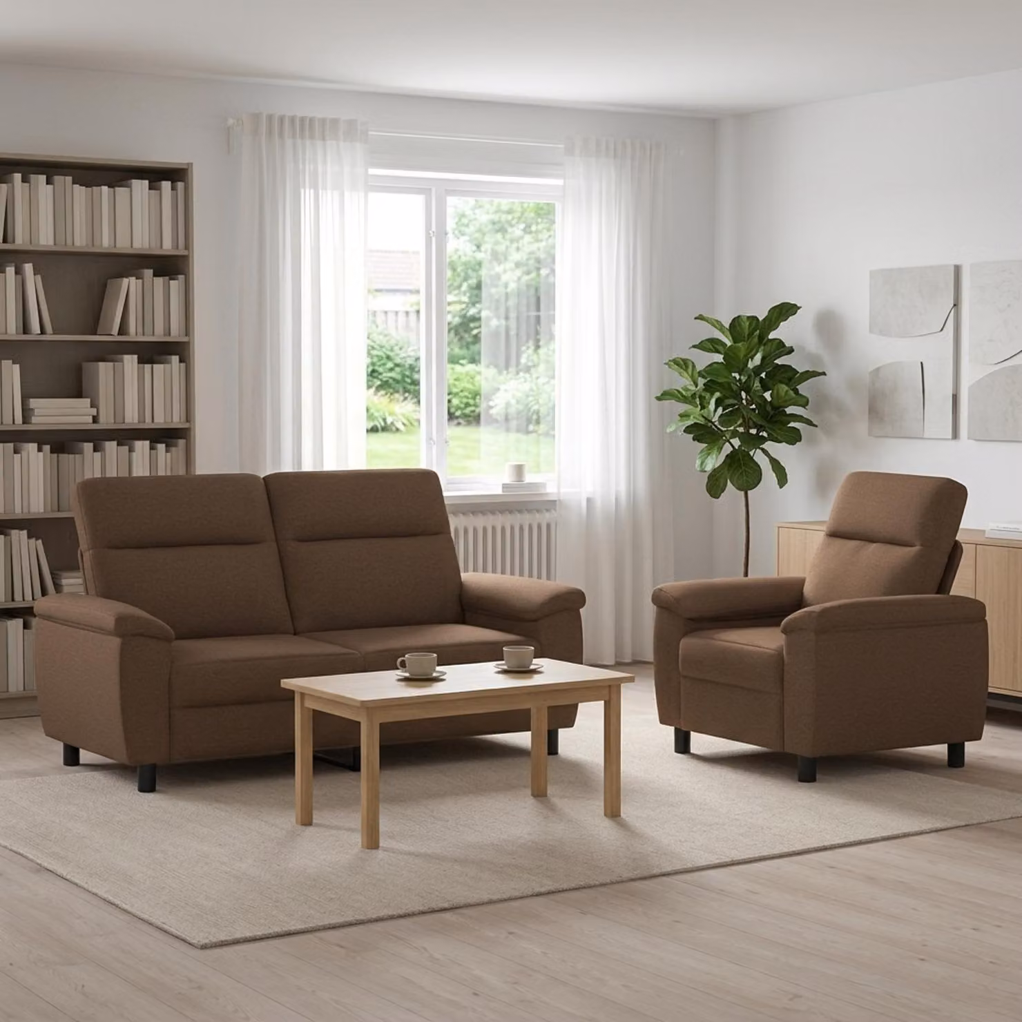 Set di 2 divani moderni vidaXL in tessuto marrone con struttura in metallo per il tuo soggiorno