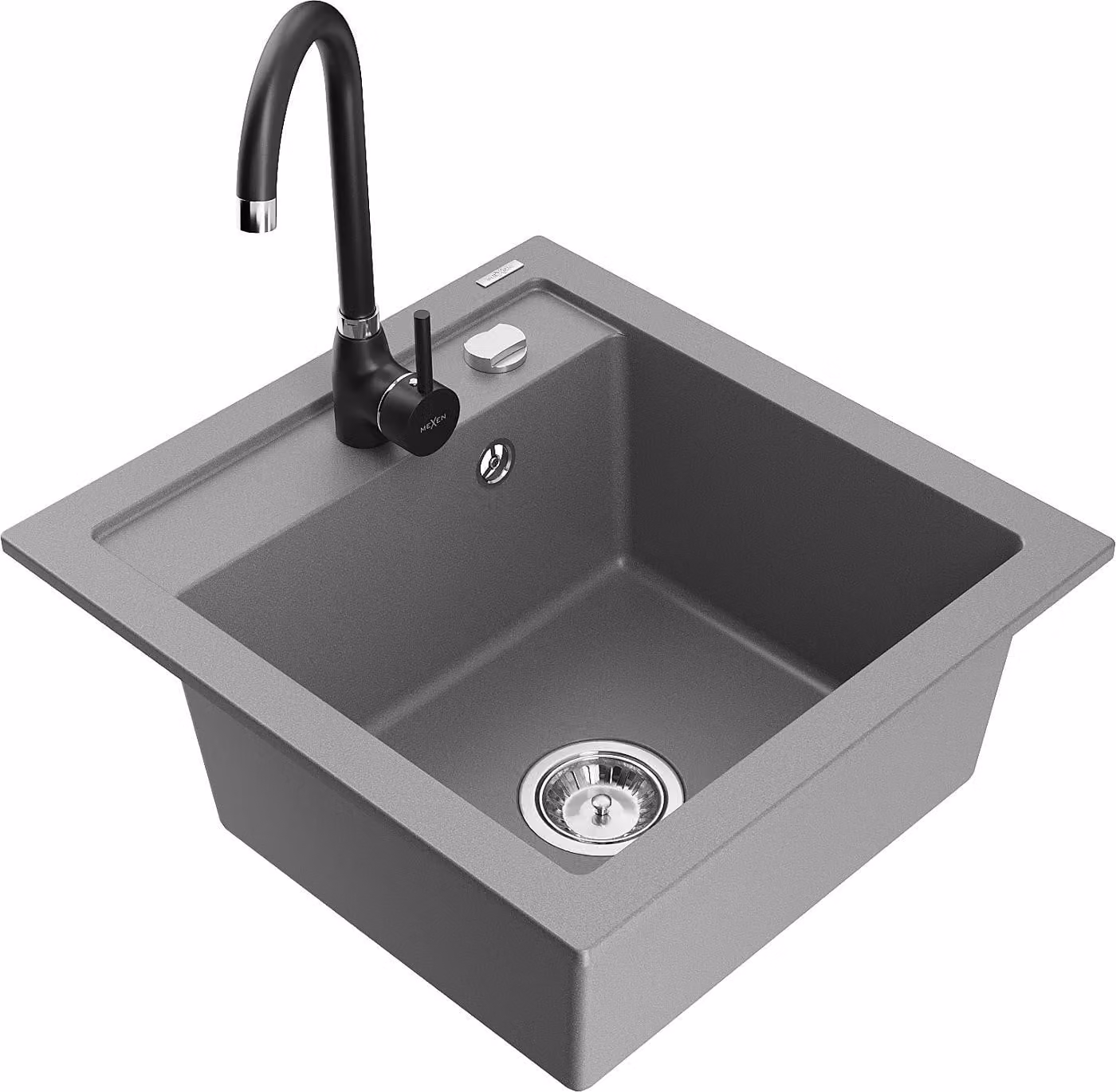 Mexen Vito lavello in granito con 1 vasca e miscelatore da cucina Telma, grigio - 6503-71-670200-70