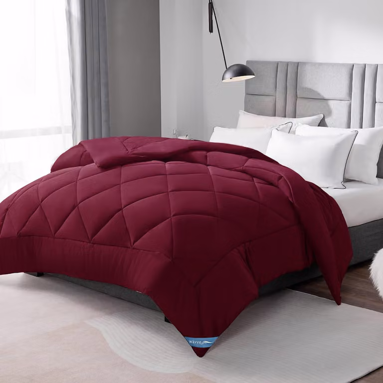 Copertura per letto 140x200 cm, adatta per tutte le stagioni, in microfibra sintetica, color borgogna, per la camera da letto