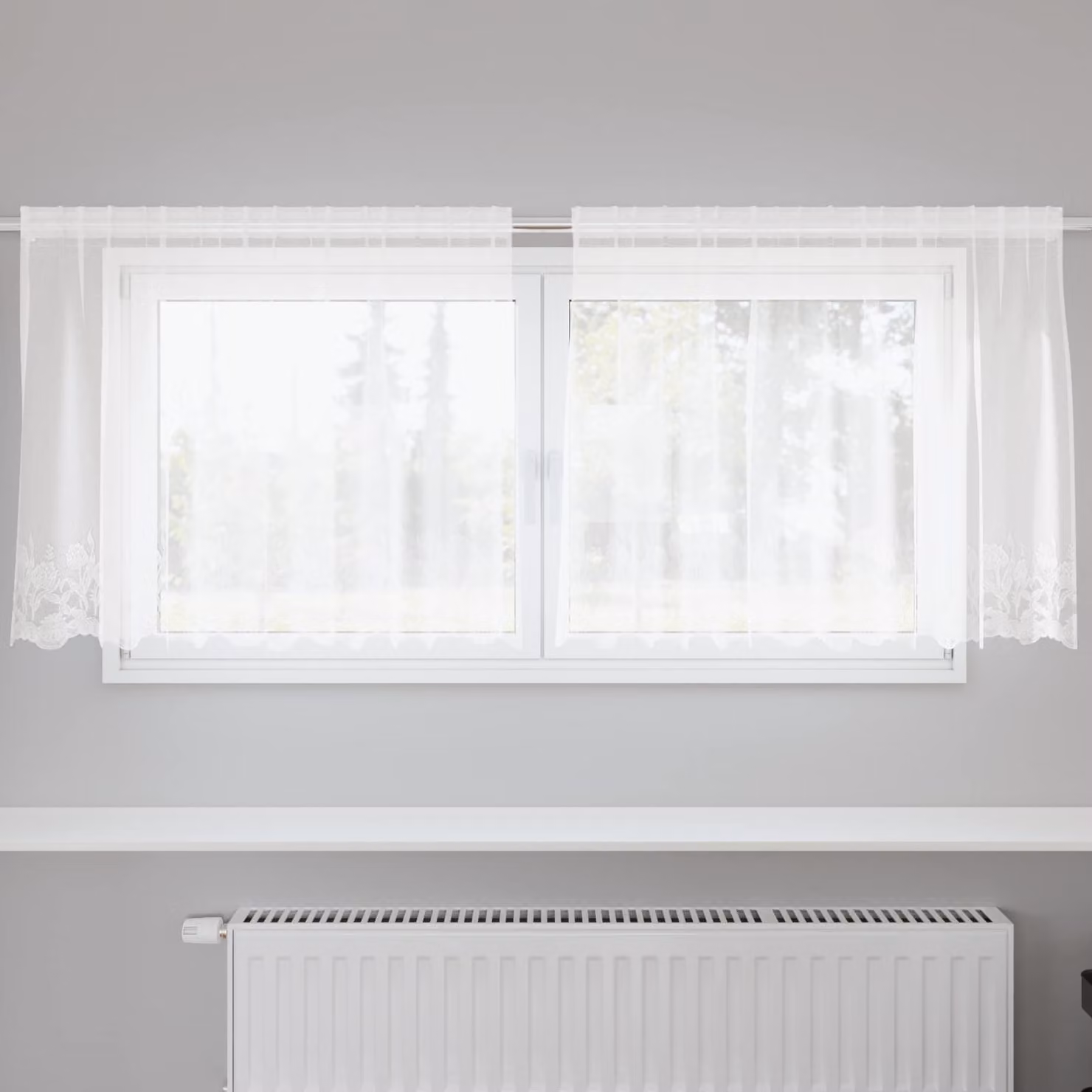 Tenda in pizzo semi-trasparente vidaXL in poliestere bianco L: 200 cm, H: 120 cm