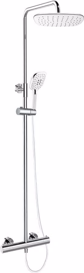 Miscelatore termostatico per doccia Mereo con piatto doccia quadrato, bianco - CB60104TSJ