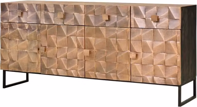 Consolle moderna Giner y Colomer in legno di mango con 2 ante e 2 cassetti, colore marrone e bronzo