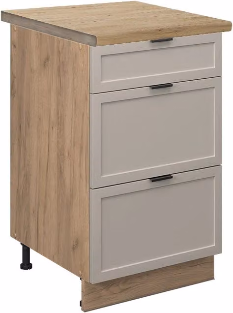 Mobiletto base per cucina Fame-Line GrigioBeige/Rovere dorato 50 cm, PL Rovere Vicco