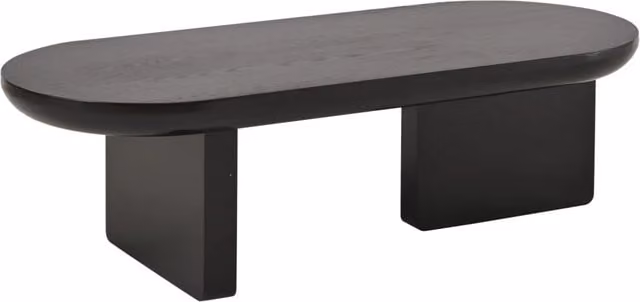 Tavolino da salotto ovale nero in MDF 119,7x49,8x35,5 cm con finitura a spruzzo, design minimalista moderno