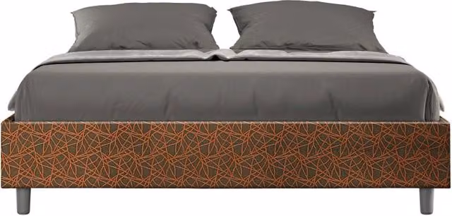 Letto Sommier imbottito Matrimoniale 160x190 cm tessuto Era Azelia - Con rete,Arancione