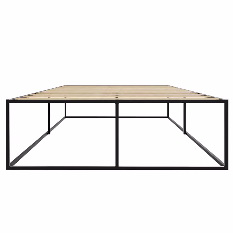 Letto Kyoto tectake in metallo nero con rete a doghe L/P/H: 140 x 200 x 46,5 cm