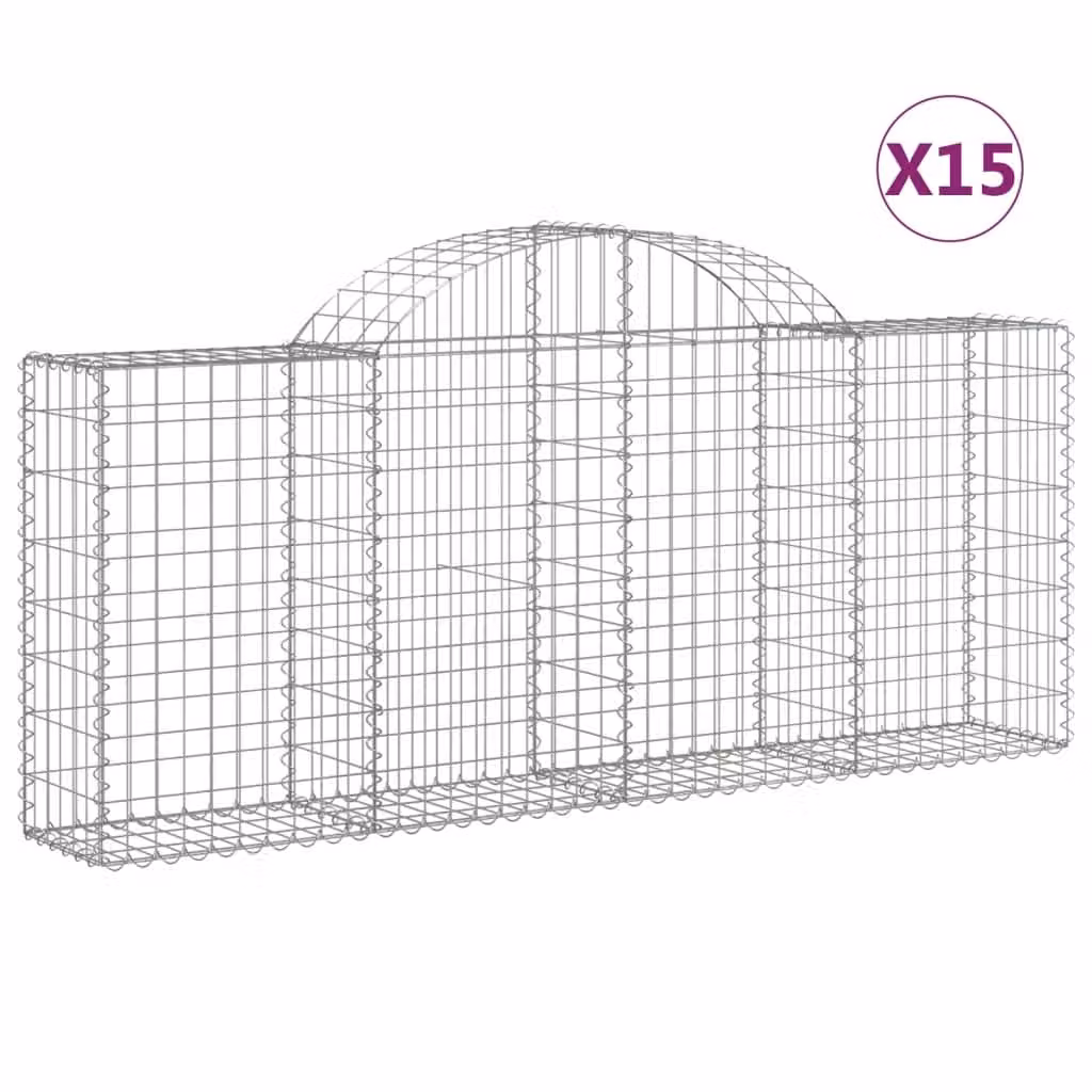 Cesti Gabbioni ad Arco 15 pz 200x30x80/100 cm Ferro Zincato