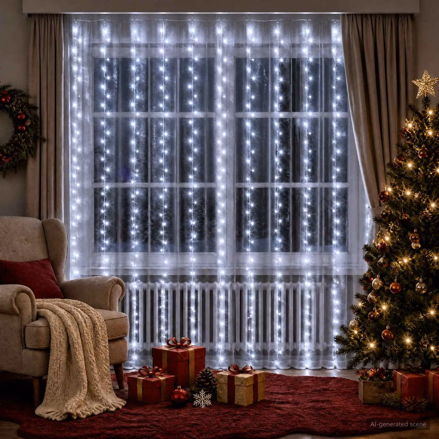 vidaXL Tenda luminosa 300 LED Bianco freddo 300 x 300 cm
