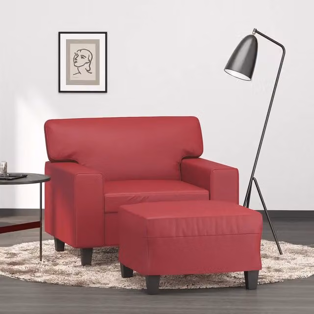 Poltrona relax con poggiapiedi vidaXL in similpelle rossa per soggiorno
