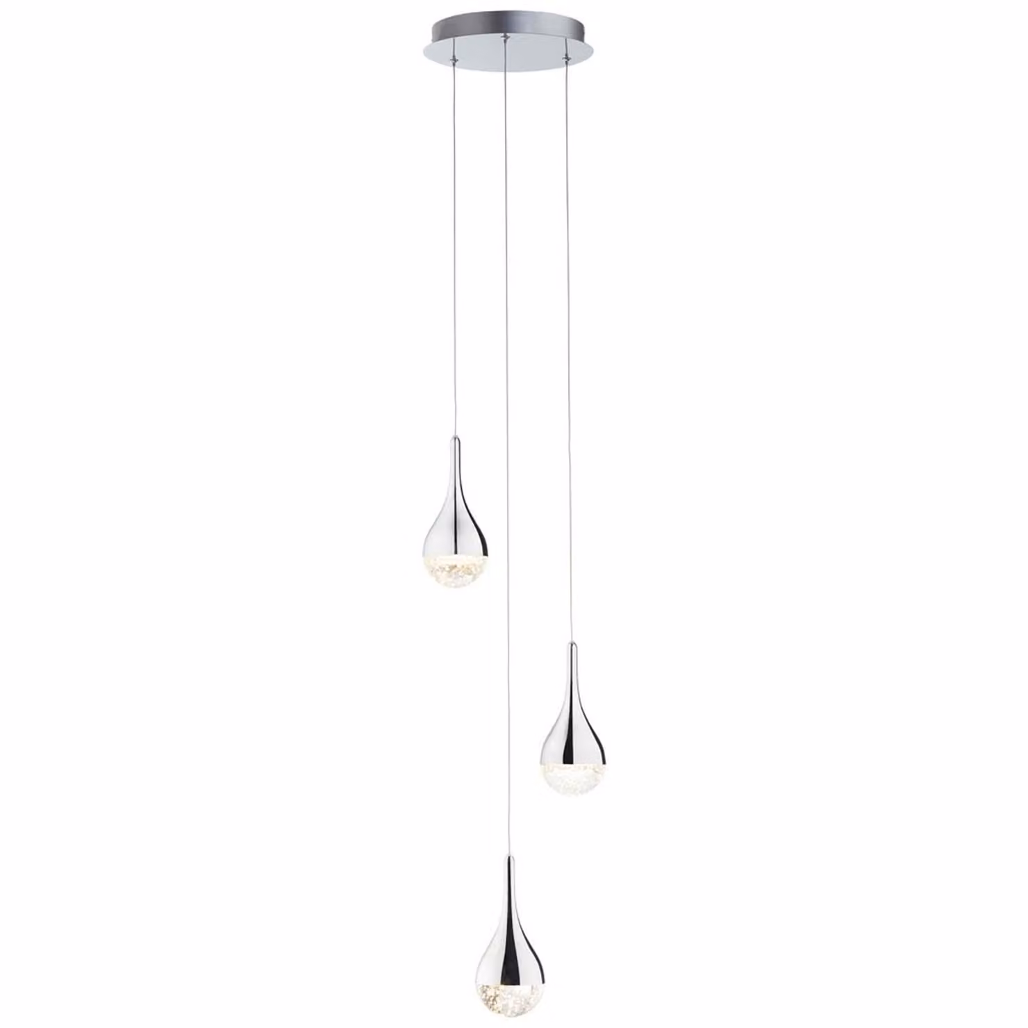 BRILLANTE lampada a sospensione Frizzante | elegante lampada a sospensione | a 3 fiamme | metallo/vetro | cromo | regolabile in altezza | dimmerabile | 16 W