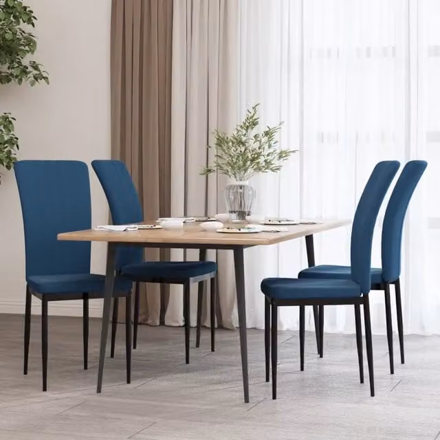 Set di 4 sedie da pranzo vidaXL in velluto blu con design moderno – 1