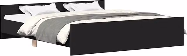 Letto matrimoniale moderno con testiera e pediera in legno nero L 160 x P 200 x H 50 cm