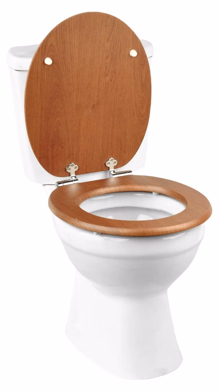 Copriwater - Sedile per WC - MDF - Sistema di abbattimento automatico - Antibatterico - Forma circolare a "O" - Standard europeo - 43 x 37 cm