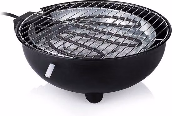 Griglia elettrica da tavolo rotonda con rivestimento antiaderente, nera