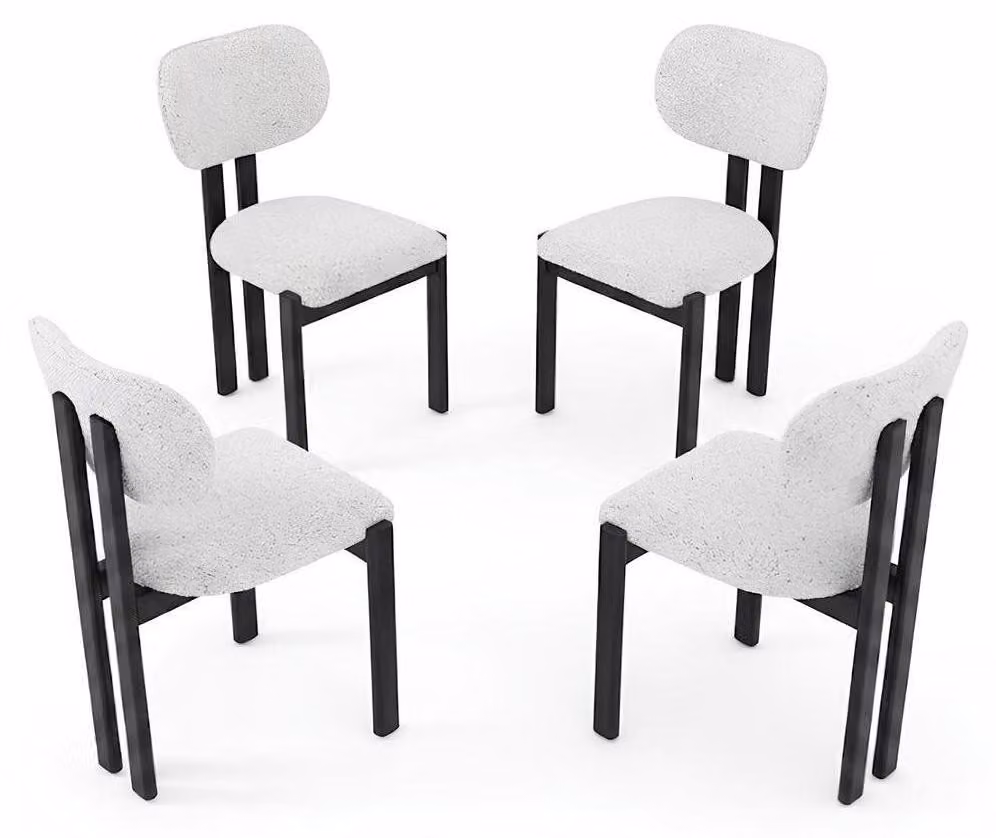 4 sedie moderne, bianche, dal design elegante, ideali per la sala da pranzo, confortevoli e raffinate