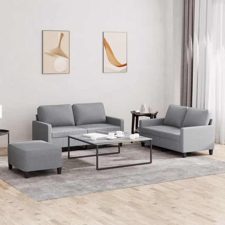 Maison Exclusive - Set divano 3 pezzi con cuscini in tessuto grigio chiaro