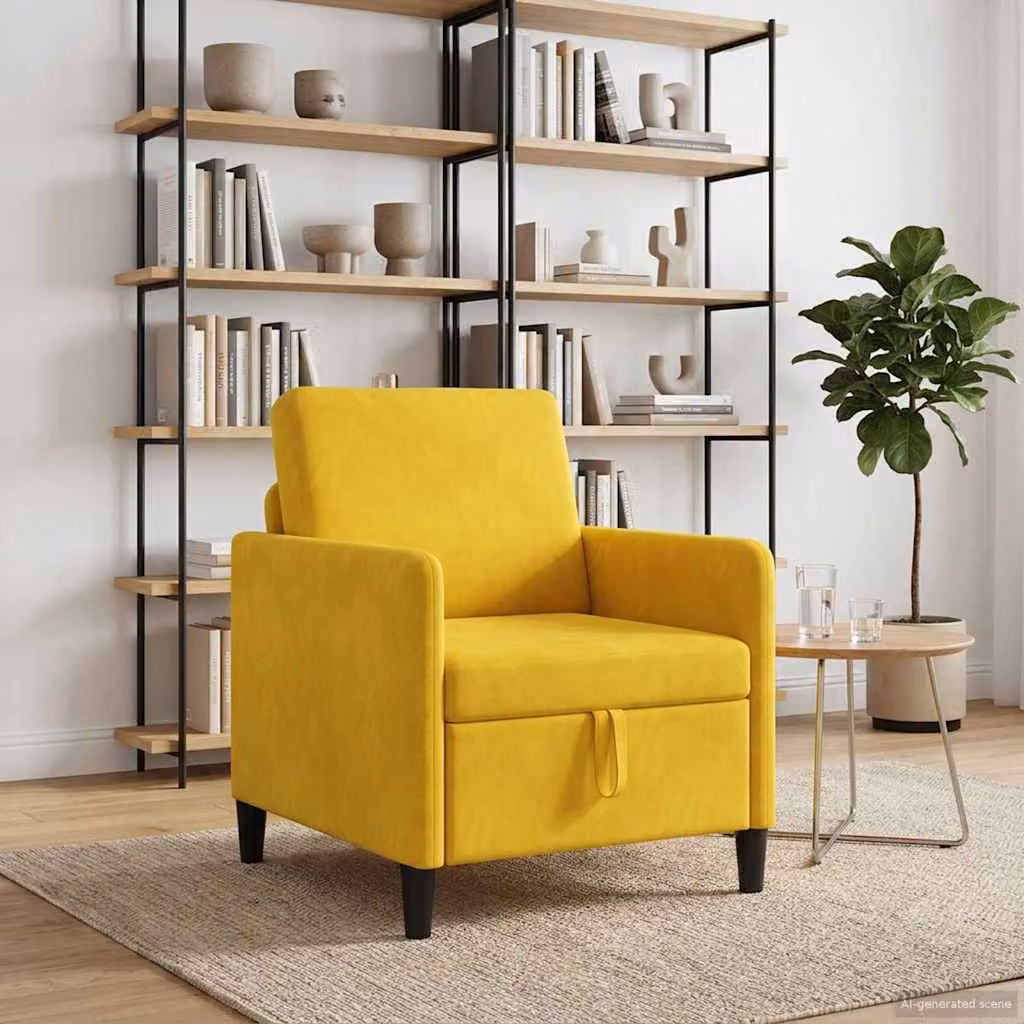 Divano con contenitore vidaXL giallo in poliestere L: 72 cm, P: 78 cm, H: 87 cm