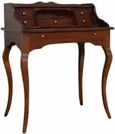 Scrivania scrittoio in legno massiccio gambe provenzali mod Venezia noce scuro