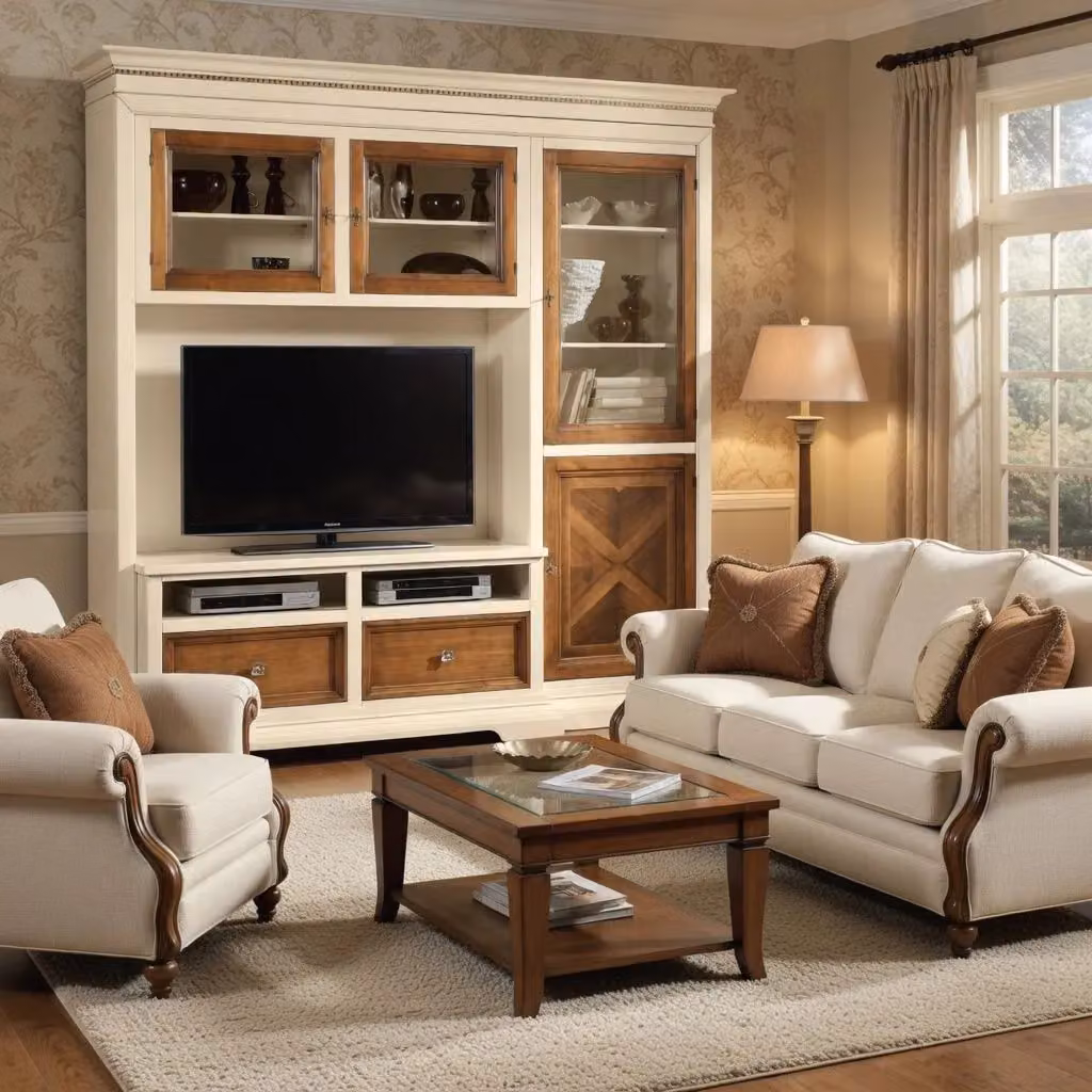Parete attrezzata in legno Mobili 2G colore bianco e marrone L: 230 cm, P: 57 cm, H: 235 cm – 2