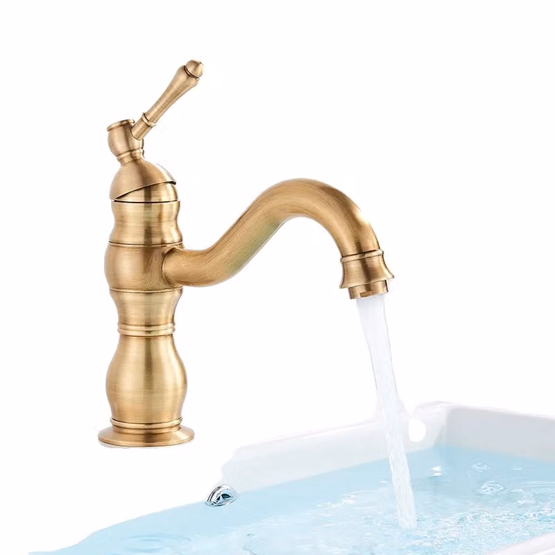Rubinetto da bagno in ottone, comando a una mano, miscelatore caldo e freddo, ottone anticato