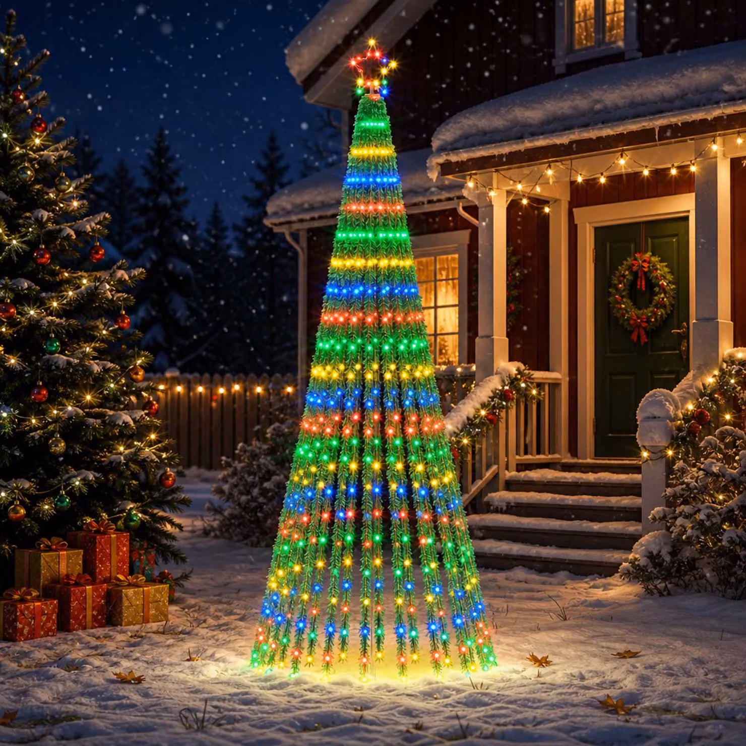 vidaXL Albero di Natale LED 250 cm 475 LED Multicolore Acciaio Nero