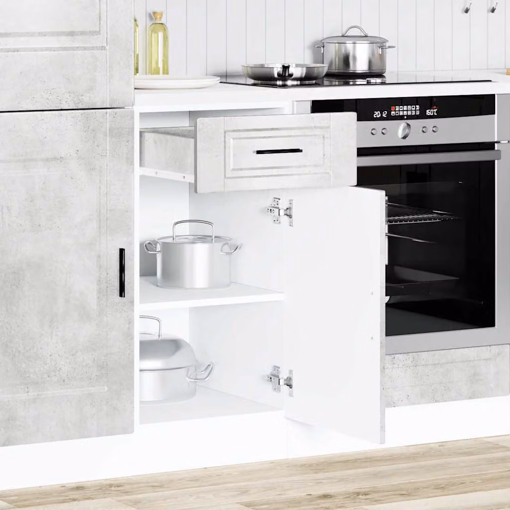 Base da cucina moderna vidaXL Porto Grigio Cemento in legno e MDF con ante a battente, L/P/H: 46 x 40 x 81,5 cm