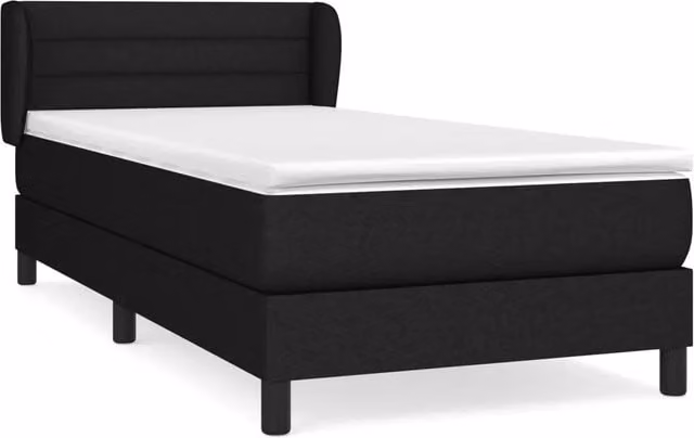Letto singolo | Letto per adulti | Giroletto a Molle con Materasso Nero 90x200 cm in Tessuto