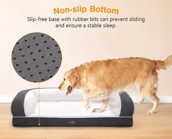 Divano ortopedico angolare per cani Famanu - Grigio, dimensioni L 89x56x18 cm