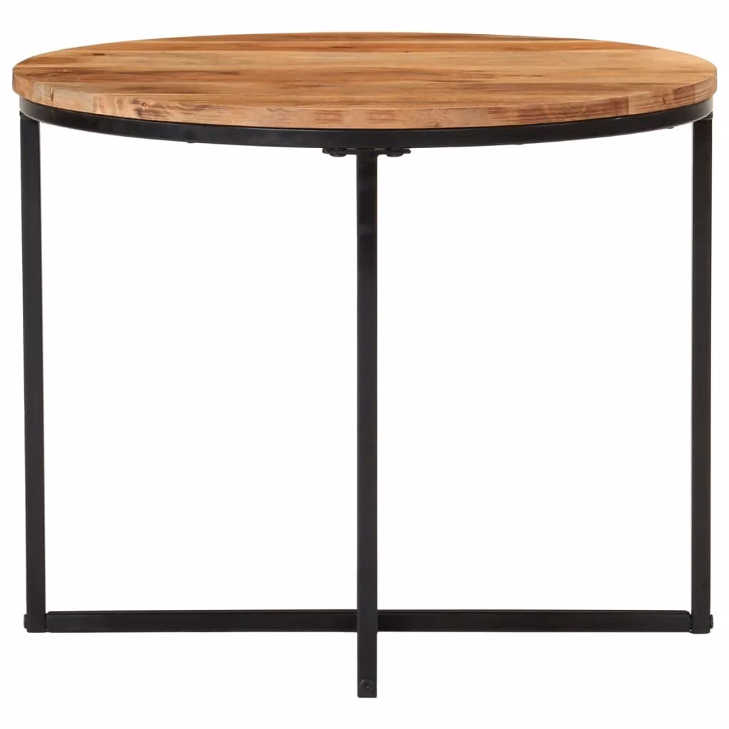 Tavolino Salotto 55x55x45cm in Legno Massello di Acacia e Ferro