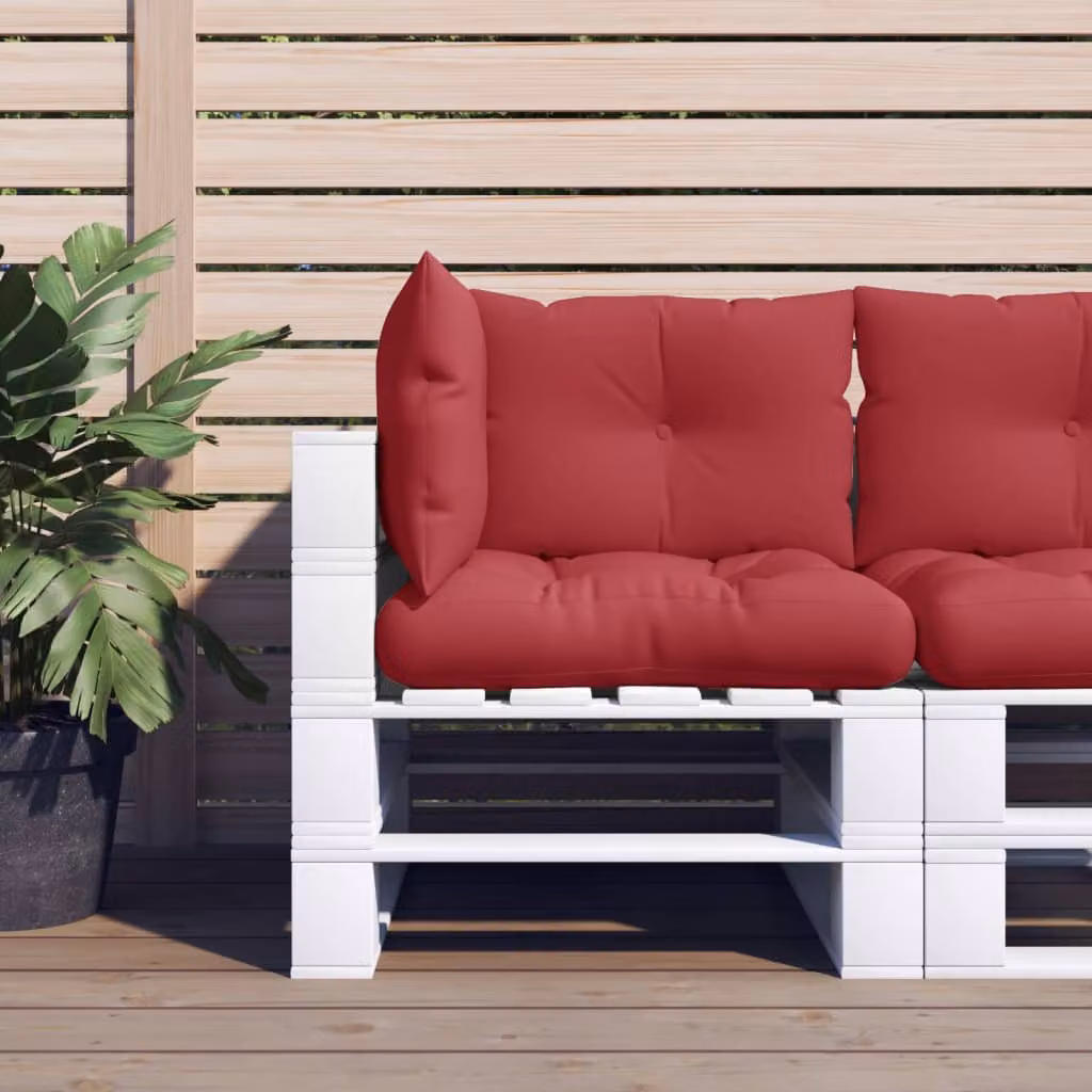 Set di 3 cuscini per pallet vidaXL in poliestere rosso, resistenti all'acqua e ai raggi UV, forma rettangolare L: 61,5 cm x P: 61,5 cm x H: 10 cm